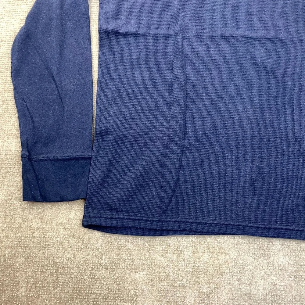 Polo Ralph Lauren T Shirt‎ Mens Large Navy Blue Waffle Knit Thermal Pony Logo